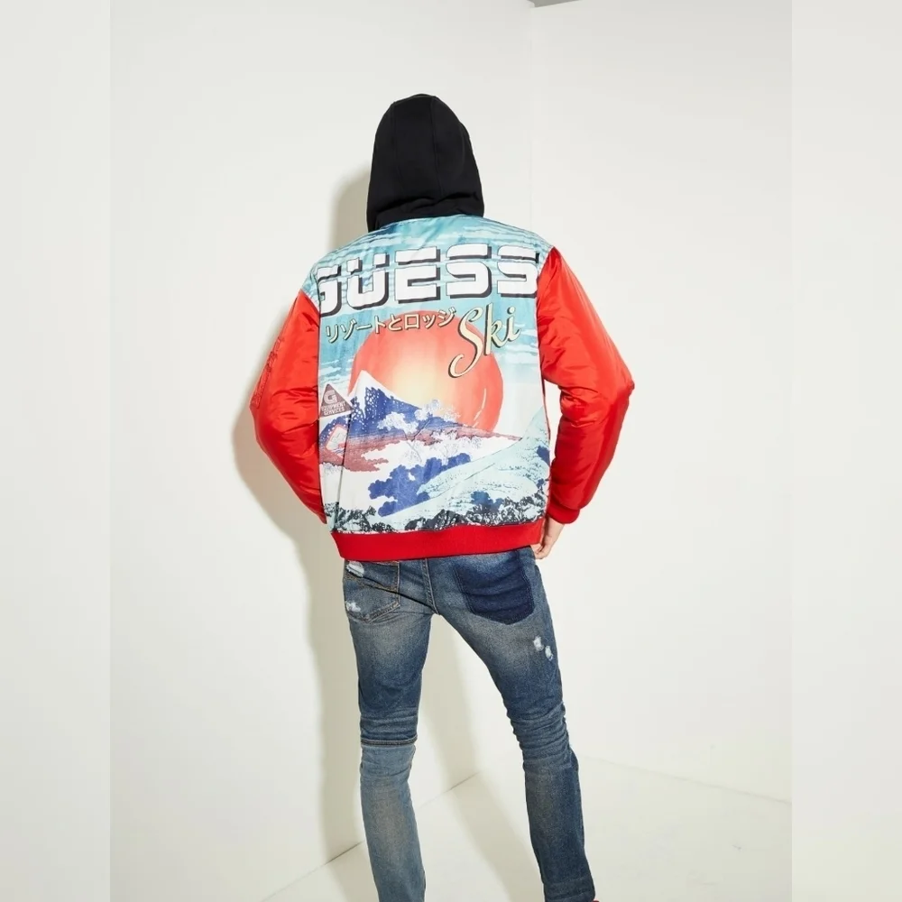 New GUESS Wave Hooded Ski Bomber Jackets